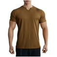 thumbnail image 1 of Chiccall Mens Active Quick Dry V Neck T Shirts Summer Short Sleeve Athletic Muscle Tee Tops Army Green, 1 of 5