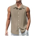 thumbnail image 1 of Chiccall Mens Casual Button Down Shirts 2025 Summer Fashion Solid Sleeveless Tank Tops Khaki, 1 of 5