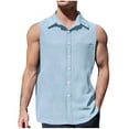 thumbnail image 1 of Up to 65% Off!Chiccall Mens Casual Button Down Shirts 2025 Summer Fashion Solid Sleeveless Tank Tops Light Blue, 1 of 5