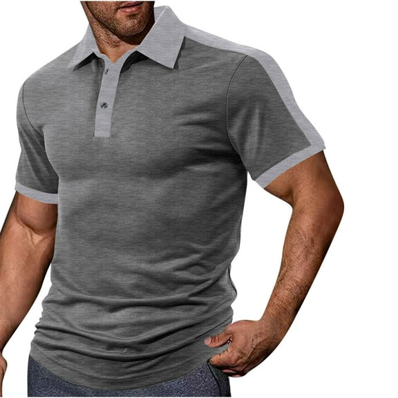 Chiccall Mens Shirts Summer Slim Fit Short Sleeve Collared Button Down Stylish Shirts Dark Gray