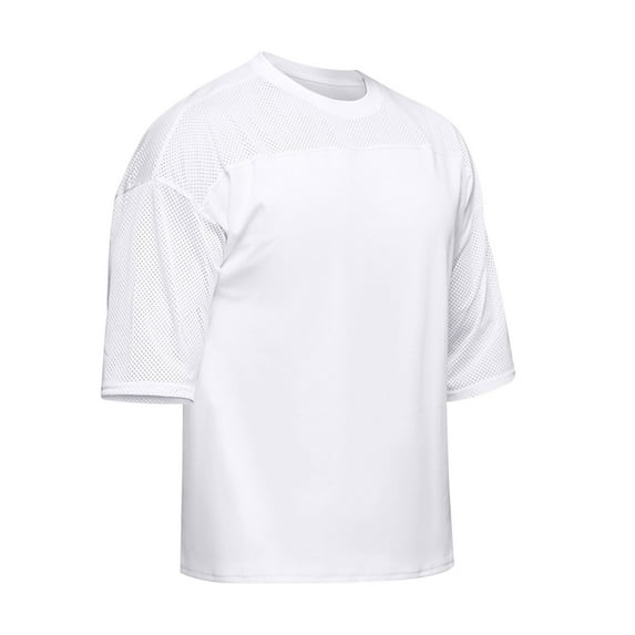 Chiccall Mens Mesh Gym T Shirts Summer Solid Crew Neck Short Sleeve Breathable Active Shirts White