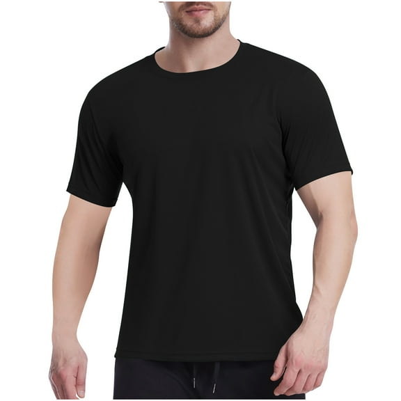 Chiccall Mens T Shirts 2025 Summer Fashion Short Sleeve Crew Neck Breathable Beach Shirts Tops Black