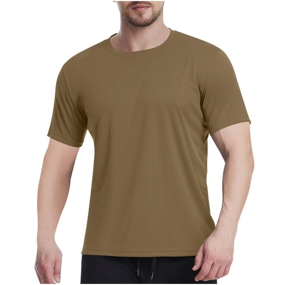 Chiccall Mens T Shirts 2025 Summer Fashion Short Sleeve Crew Neck Breathable Beach Shirts Tops Coffee