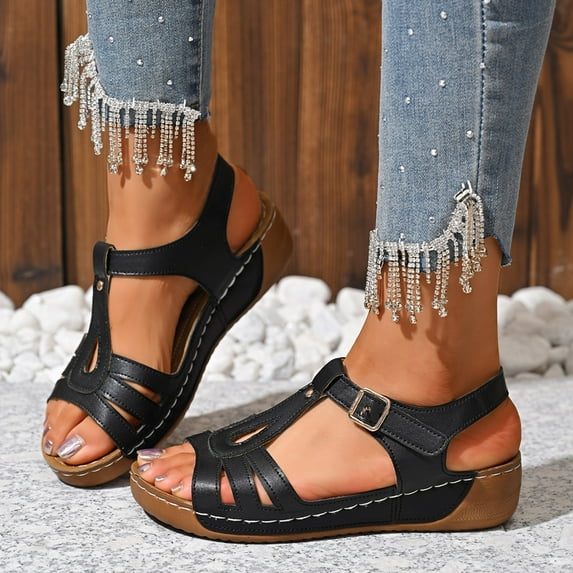 Sandals for Women 2026 Fashion Women Casual Round Head Comfy Sandals Beach Casual Sandals Shoes