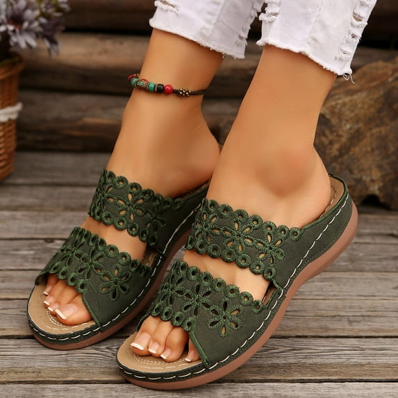 Clear Sandals for Women, Fashion Women Casual Round Head Comfy Slippers Beach Casual Slipsole Shoes