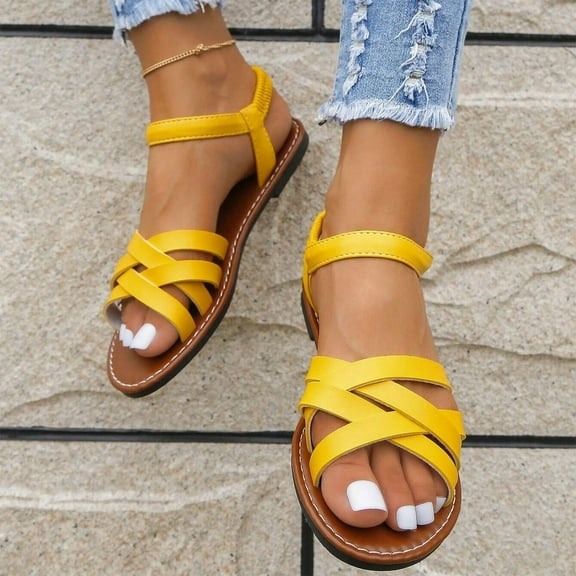 Sandals for Women 2026 Oversized Shoes Fashionable Flat Shoes Sandals Roman Shoes Beach Shoes