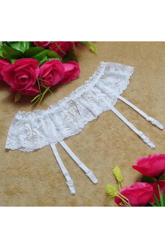 Compression Socks for Women Lace Top Thigh-Highs Stockings Socks + Suspender Garter Belt WH