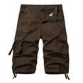 thumbnail image 1 of Up to 65% Off! Fmbrln Mens Summer Cotton Cargo Capri Pants Fashion Casual Button Zipper Multi Pockets Solid Color Pants Lounge Trousers, 1 of 5