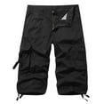thumbnail image 1 of Up to 65% Off! Fmbrln Mens Summer Cotton Cargo Capri Pants Fashion Casual Button Zipper Multi Pockets Solid Color Pants Lounge Trousers, 1 of 5