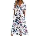 thumbnail image 1 of Up to 65% Off ! Fmbrln Womens Summer Floral Dress Button V Neck Short Sleeve Pleated Flowy Long Dress Casual Loose Sun Dress with Pockets, 1 of 5