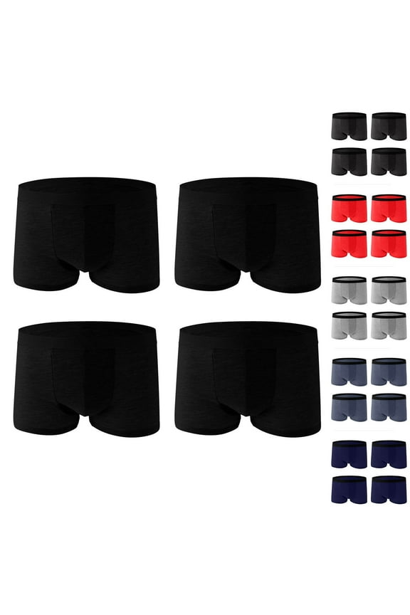 Up to 65% Off Men's Boxers Briefs Underwear 4pcs Men's Underwear Shorts Solid Color Underwear