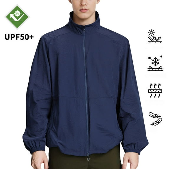 Men's Solid Summer Breathable Sun Protection Clothing Outdoor Fitted Fishing Clothing Exercise Coat