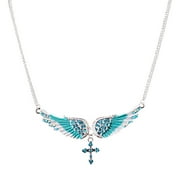 Up to 65% Off! Necklaces for Women Dqueduo Angel Wing Pendant Necklace Diamond Wing Cross Long Sweater Chain Necklace Gifts for Women on Clearance
