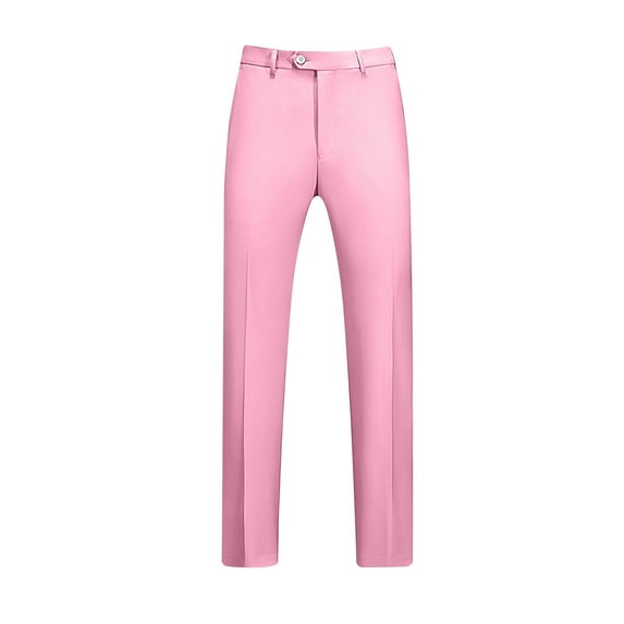 Fashion Olyvenn Men's Suit Pants Business Office Solid Color Slim Fit Straight Leg Dress Pants with Pockets Pink 14