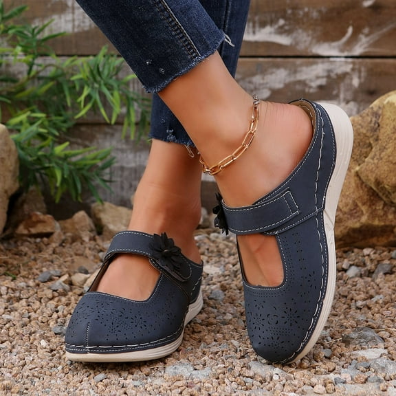 Summer Sandals for Women 2026 Casual Summer New Thick-Soled Wedge Heel Hollow Breathable Sandals