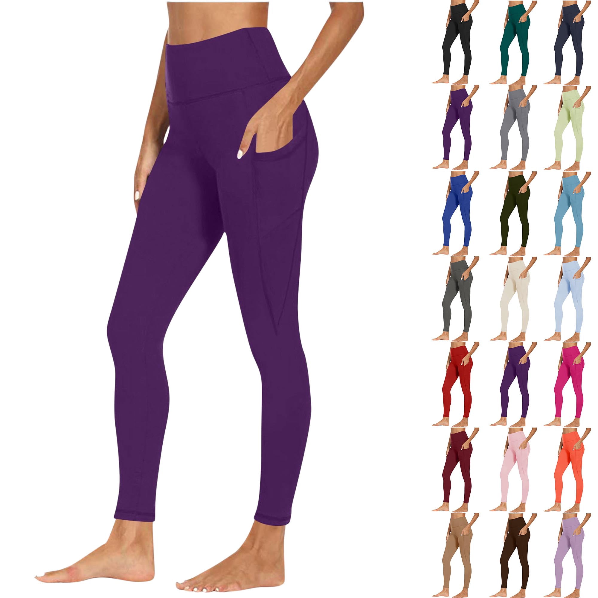 Straight Leg Yoga Pants for Women Workout Out Pocket Leggings Fitness — free download