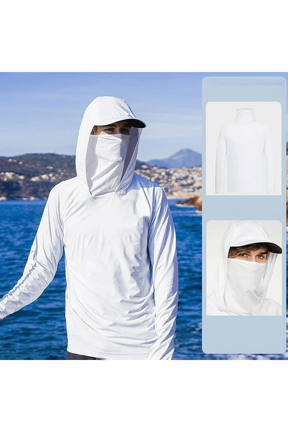 Up to 65% Off Summer Sunscreen Clothing Men's Summer Sunscreen Is Lightweight Breathable And Long Sleeve With Mask Hooded Blouse