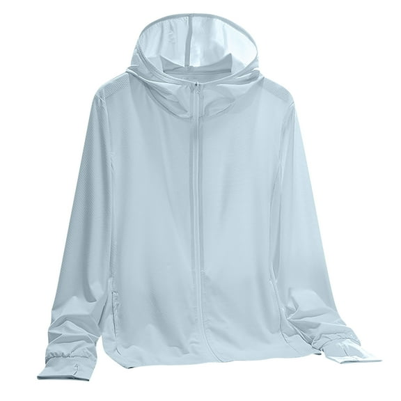 Up to 65% Off Summer Sunscreen Clothing Women's Summer Lightweight Reflective Solid Color Breathable Hooded Sunscreen Clothing