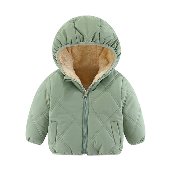 Toddler Kids Boys Girls Cute Solid Color Plush Cute Winter Thick Casual Keep Warm Hooded Coat Jacket
