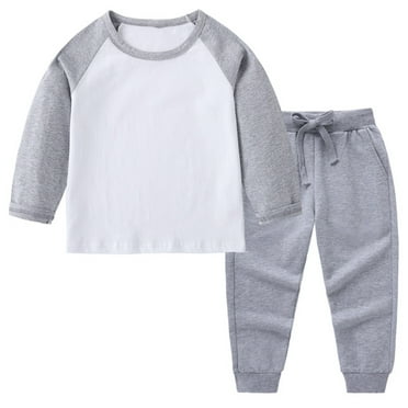 Up to 65% Off Toddler Kids Boys Girls Fashion Cute Solid Color Soft Long Sleeve Top Pants Sweatpants Suit Gray 4 Years