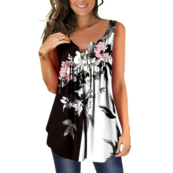 Up to 65% Off Women Fashion Summer Sexy Sleeveless Printing Light Loose Ventilation T-Shirt Tank Tops for Women 2024 Women Plus Size Tank Tops