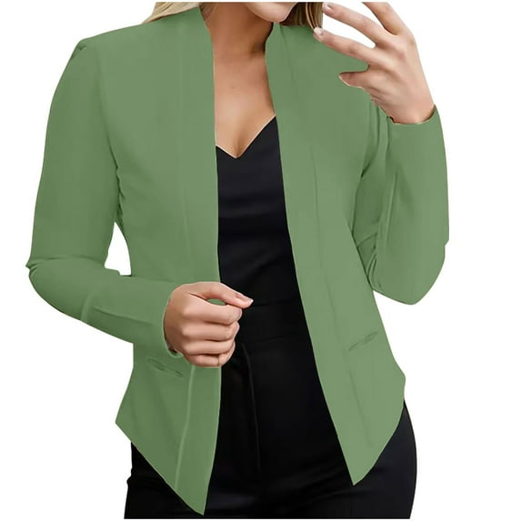 Up to 65% Off, Womens Casual Fashion Pocket Solid Color Shawl Suit Jacket Blazer Top Thermal Fashion Overcoats Pockets Outerwear Deals