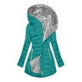 thumbnail image 1 of Womens Coats and Jackets Clearance New Solid Color Long-sleeved Hooded Fashion Cotton-padded Jacket, 1 of 6