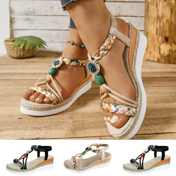 Womens Sandals Comfortable Fashion Women Casual Round Head Comfy Sandals Beach Casual Shoes