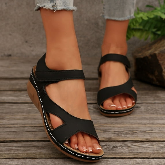 Womens Sandals Comfortable Fashion Casual Round Head Comfy Thick-soled Sandals Beach Casual Shoes