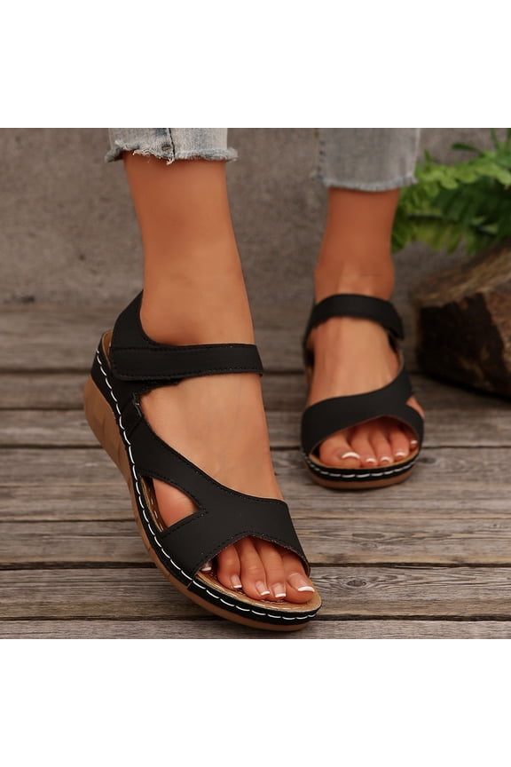 Womens Sandals Comfortable Fashion Casual Round Head Comfy Thick-soled Sandals Beach Casual Shoes