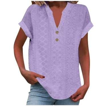 Up to 65% Off! cocolona Womens Summer Button V Neck Shirts Trendy Casual Short Sleeve Tops Lightweight Comfy Blouse S-2XL