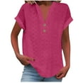 thumbnail image 1 of cocolona Womens Summer Button V Neck Shirts Trendy Casual Short Sleeve Tops Lightweight Comfy Blouse S-2XL, 1 of 5