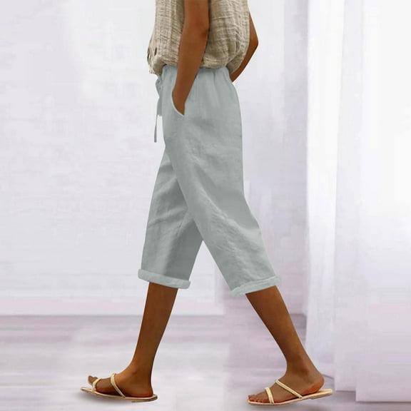 Up to 65% off Biker Shorts, Xunlbb Women'S Solid Color Casual Pocket Lace-Up Quarter Pants