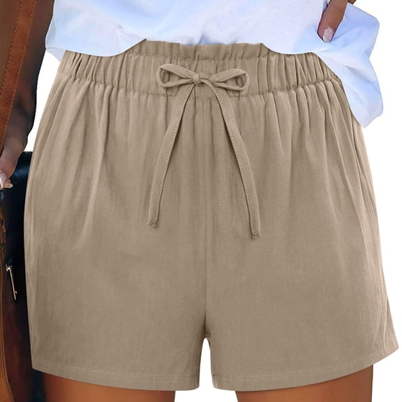 Up to 65% off Biker Shorts, Xunlbb Women's Solid Color Cotton And Linen Loose Casual Wide-leg Short Pants