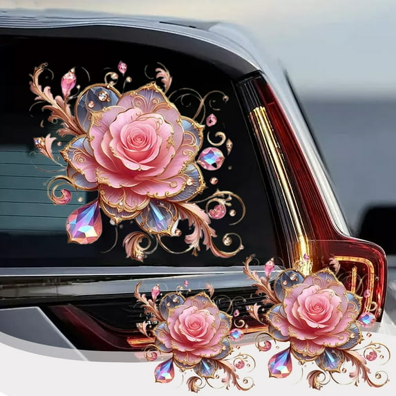 Up to 65% off! Car Decoration Stickers Car Decals Stickers For Outside Of Car Romantic Rose Wall Stickers Bathroom Tiles Waterproof Stickers