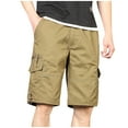 thumbnail image 1 of Dvprdro Mens Summer Cargo Shorts Casual Classic Solid Button Zipper Athletic Beach Shorts with Pockets, 1 of 5
