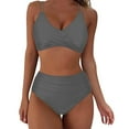 thumbnail image 1 of Dvprdro Women Fashion Sleeveless Solid Swimsuit V Neck Push-Up Paded 2 Piece Swimwear Swimsuit Beachwear Gray XL, 1 of 5