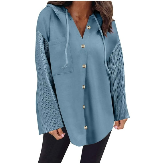 Up to 65% off! Erwazi Hoodies for Women Plus Size Long Sleeve Button Down Hoodie Tops Patchwork Sweatshirts Fall Outfits for Women