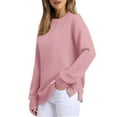 thumbnail image 1 of Erwazi Sweatshirts for Women Long Sleeve Crewneck Side Slit Sweatshirt Solid Color Pullover Tops Fall Outfits, 1 of 7