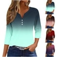 thumbnail image 1 of Fashion 3/4 Sleeve Summer Tops for Womens 2024 Plus Size Casual Printing T-shirt Buttons Blouse V-Neck Casual Tops, 1 of 6