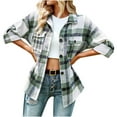 thumbnail image 1 of Fashion Flannel Plaid Jackets for Womens 2024 Plus Size Long Sleeve Button Shirts Jacket Coats With Side Pockets, 1 of 6