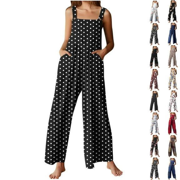 Up to 65% off!Fashion Jumpsuit for Womens Plus Size Flower Printing Button Pocket Jumpsuits Jeans Jumpsuit