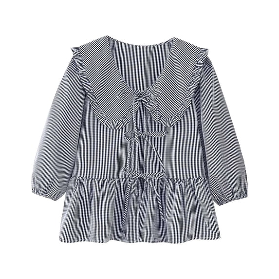Up to 65% off!Fashion Oversize Cotton and Linen Shirts for Womens Long Sleeve New European And American Style Doll Neck Plaid Casual Loose Shirt