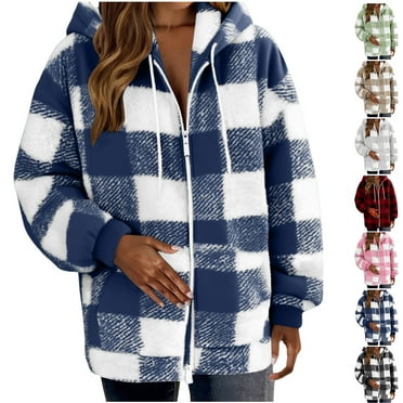 Up to 65% off!Fashion Plaid Botton Jackets for Womens 2024 Plus Size Straight Cardigan Button Pocket Coat