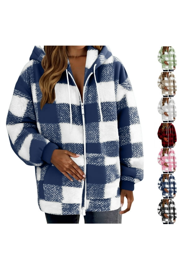 Fashion Plaid Botton Jackets for Womens 2024 Plus Size Straight Cardigan Button Pocket Coat