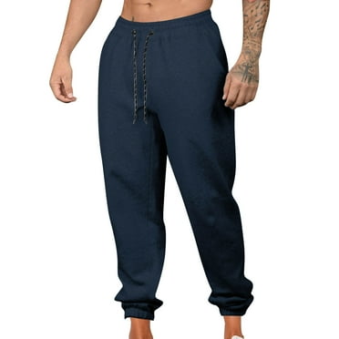 Up to 65% off!Fashion Plus Size Casual Pants for mens loose fit Motion Pocket Elastic Waist Solid Color Trousers Pants