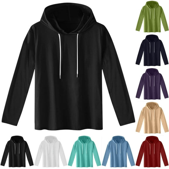 Up to 65% off!Fashion Plus Size Pullover Hoodie for Mens Fall Casual Solid Color Hooded Pullover Long Sleeve Sports T-Shirt Top