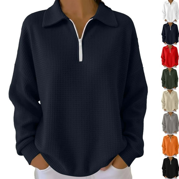 Fashion Zip Up Hoodie for Womens Plus Size Casual Loose Long-sleeved Color Hooded Sweater With Pockets