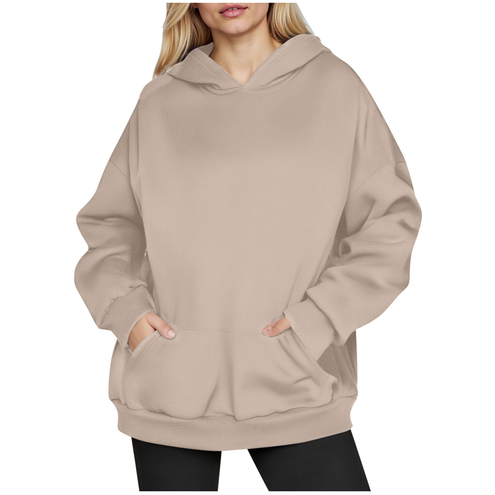 Fashion Plus Size Pullover Hoodie for Womens Casual Loose Solid