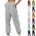 thumbnail image 1 of Up to 65% off!Fashion Sweatpants for Womens Plus Size Elastic Lace-Up Casual Solid Color High-Waisted Zipper Pocket Tapered Sweatpants, 1 of 6